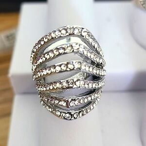 CZ Costume Silver Colored Ring Size 6